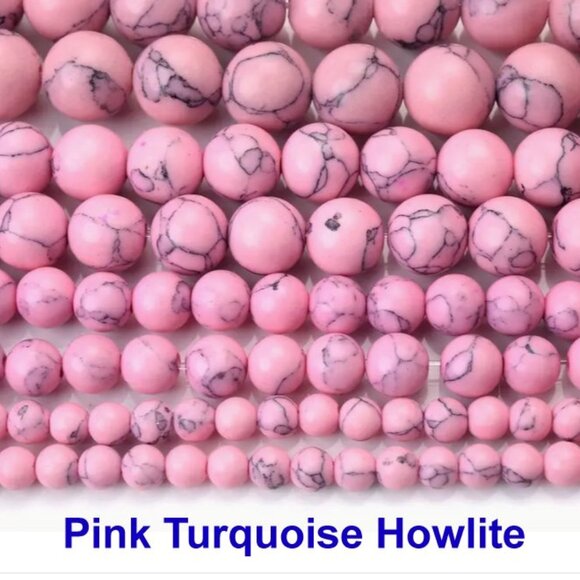 Pink Turquoise Howlite  Natural Stone15" Strand - Picture 3 of 3
